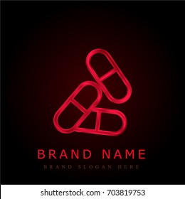 Pills red chromium metallic logo