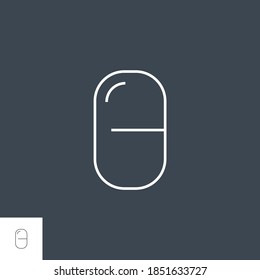 Pills Related Vector Line Icon. Drugs. Isolated on Black Background. Editable Stroke.