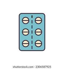 Pills related vector line icon. Pills linear icon. Pharmaceutical product. Vitamin for personal healthcare. Capsules with aspirin. Isolated on white background. Vector illustration. Editable stroke
