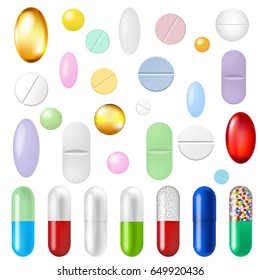 Pills Set Gradient Mesh, Vector Illustration