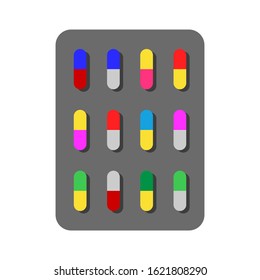 Pills set, icon. Graphic template. Vector background