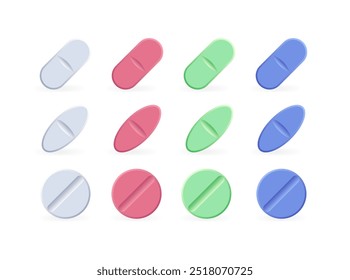 Pills set icons. Flat style. Vector icons.