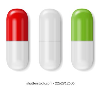 Pills Set Isolated White Background With Gradient Mesh, Vector Illustration