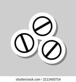 Pills simple icon. Flat desing. Sticker with shadow on gray background.ai