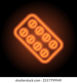 Comprime o vetor de ícones simples. Design plano. Néon laranja no fundo preto.ai