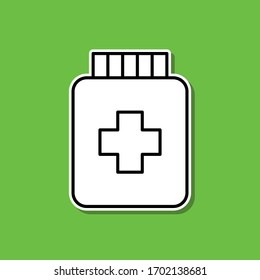 Pills sticker icon. Simple thin line, outline vector of medical icons for ui and ux, website or mobile application