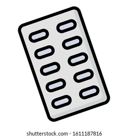 
Pills Strip Isolated Vector icon which can be easily modified or edit
