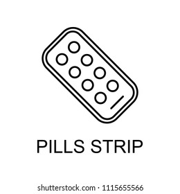 pills strip line icon. Element of medicine icon with name for mobile concept and web apps. Thin line pills strip icon can be used for web and mobile on white background