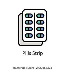 Pills Strip vector Filled outline icon style illustration. EPS 10 File