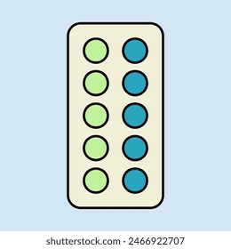 Icono plano de Vector de tiras de pastillas. Medicina y salud, signo de Asistencia médica. Símbolo gráfico para Sitio web médico y diseño de App, logotipo, App, UI