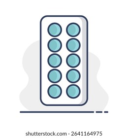 Pills strip vector isolated icon. Medicine and healthcare, medical support sign. Graph symbol for medical web site and apps design, logo, app, UI