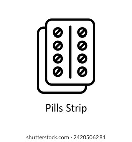 Pills Strip  vector outline icon style illustration. EPS 10 File