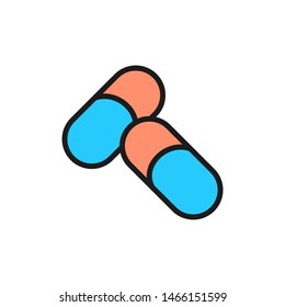 Pills, tablet, capsules flat color icon.