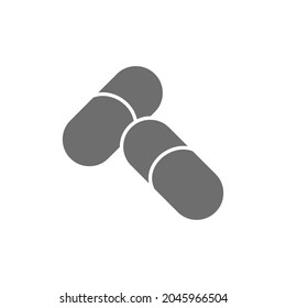 Pills, tablet, capsules grey icon. Isolated on white background