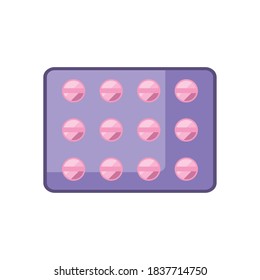 Píldoras tableta de estilo plano diseño de icono de atención médica de emergencia clínica y tema del paciente Ilustración vectorial