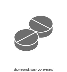 Pills, tablet grey icon. Isolated on white background