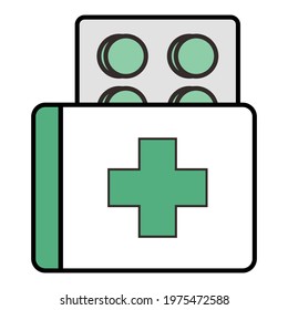 Pills tablet icon simple style flat color icon isolated on white background