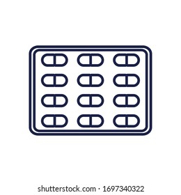 Pills tablet line style icon design of Medical care health emergency aid exam clinic and patient theme Vector illustration