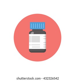 Pills, tablets and capsules icon. Flat medical icon isolated on white background. Vector illustration.