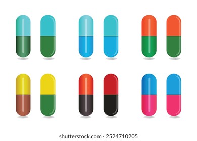 Tabletten, Tabletten, bunte Kapseln, Pillen, Tabletten und Medikamente 