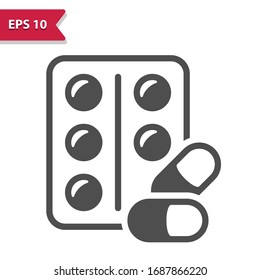 Icono de pastillas y comprimidos. Icono profesional, perfecto píxel, formato EPS 10.