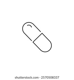 Pills and Tablets, linear style icon set. Various shapes and forms of medication capsules. Drug compounds and pharmaceutical products. Editable stroke width.