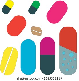Pills and Tablets, linear style icon set