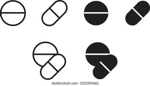 Pills, tablets and medicine drugs Icon Vector illustration on white background. Pills, tablets and medicine drugs Icon Flat design style, Flat symbol Vector illustration. vector icon for apps, website