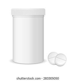 Pills tablets and medicines in plastic bottle packages