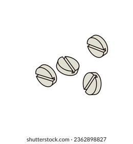 Pills tablets Outline color vector illustration
