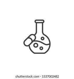 Pills testing lab line icon. linear style sign for mobile concept and web design. Pharmacy laboratory outline vector icon. Homeopathy drugstore symbol, logo illustration. Vector graphics