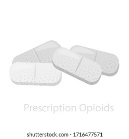 Pills of various opioid . The concept prescription of a medical drug of analgesic effect, with an euphoric effect, is prescribed for pain in the body.