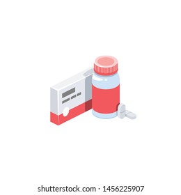 Pills vector 3d isometric, color web icons set, new flat style. Creative illustration, idea for infographics.