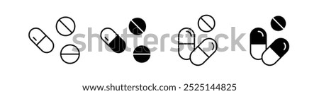 Pills vector vector filled and outlined iconss collection