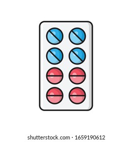 pills vector flat color icon 
