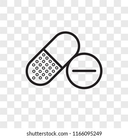 Pills vector icon isolated on transparent background, Pills logo concept