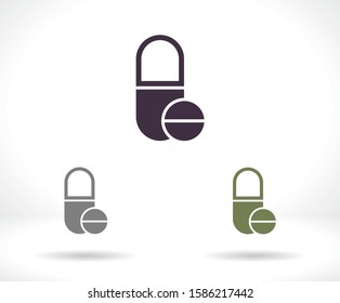 Pills vector icon , lorem ipsum Flat design
