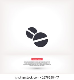 Pillen Vektorillustration Symbol, lorem ipsum Flaches Design