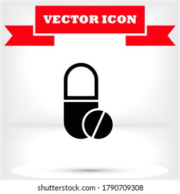 Pills vector icon , lorem ipsum Flat design