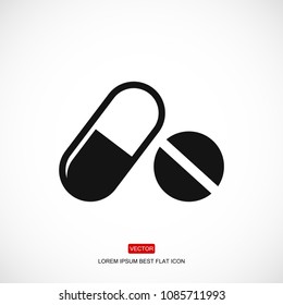 pills vector icon, stock vector illustration flat design style