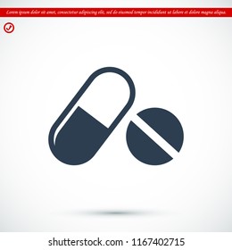 pills vector icon, stock vector illustration flat design style