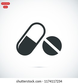 pills vector icon, stock vector illustration flat design style