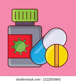 pills Vector illustration on a transparent background. Premium quality symmbols. Vector line flat icons for concept and graphic design. 