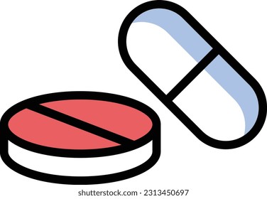 pills Vector illustration on a transparent background. Premium quality symmbols. Line Color vector icons for concept and graphic design.