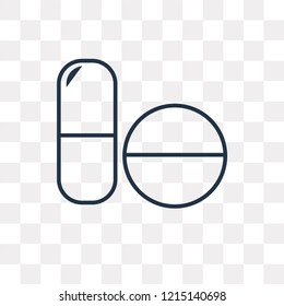 Pills vector outline icon isolated on transparent background, high quality linear Pills transparency concept can be used web and mobile