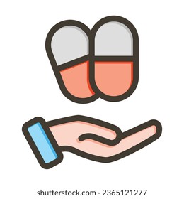 Pills Vector Thick Line Filled Colors Icon For Personal And Commercial Use.
