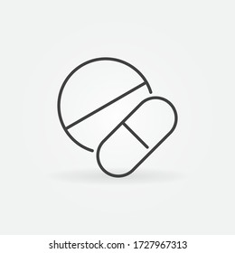 Pills vector thin line medicament or medical concept icon or design element 