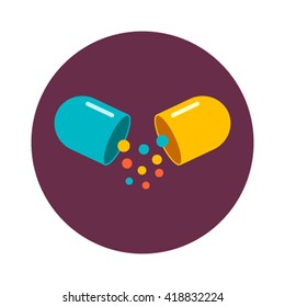 Pills vitamin icon flat vector illustrations isolate on a white background