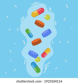 píldoras y vitaminas. ilustración vectorial