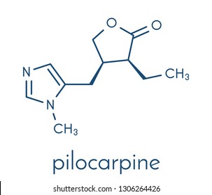 Pilocarpine Drug Molecule. Skeletal Formula.